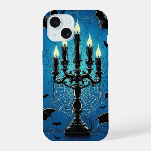 Vleermuizen & Kaarsen iPhone 15 Case (Achterkant)
