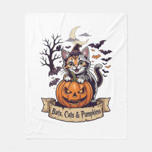 Vleermuizen Katten Pompoenen Halloween Heks Kat Gr Fleece Deken