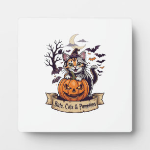 Vleermuizen Katten Pompoenen Halloween Heks Kat Gr Fotoplaat