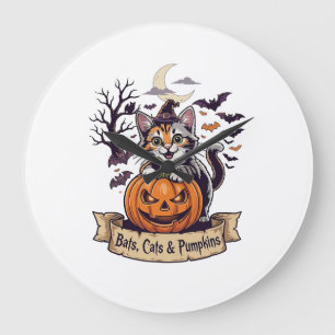Vleermuizen Katten Pompoenen Halloween Heks Kat Gr Grote Klok