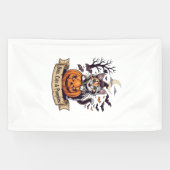 Vleermuizen Katten Pompoenen Halloween Heks Kat Gr Spandoek (Horizontaal)