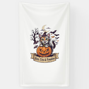 Vleermuizen Katten Pompoenen Halloween Heks Kat Gr Spandoek