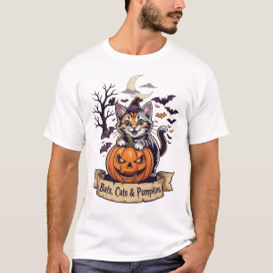 Vleermuizen Katten Pompoenen Halloween Heks Kat Gr T-shirt
