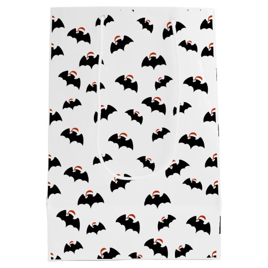 Vleermuizen met kerstmutsen medium cadeauzakje (Achterkant)