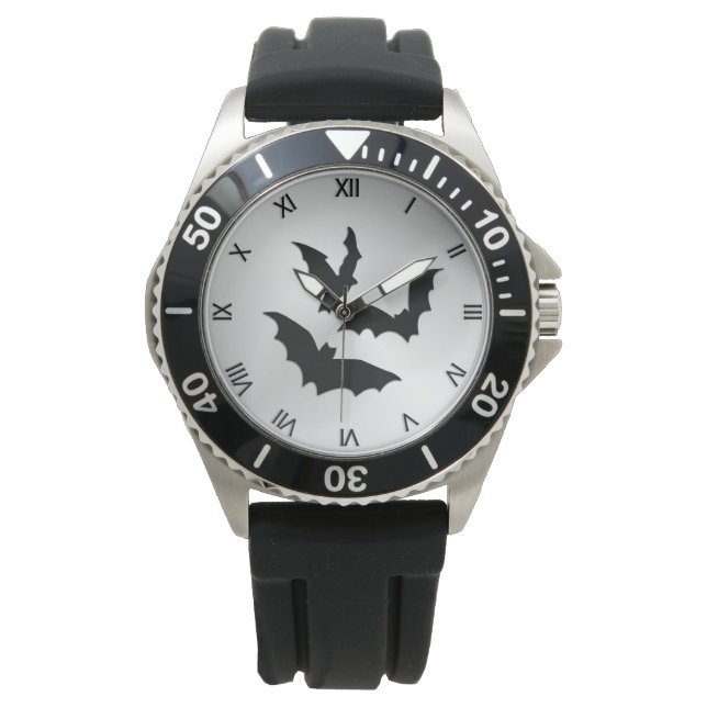 Vleermuizen op zilver horloge (Voorkant)