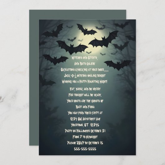 Vleermuizen Overhead Halloween Party Kaart (Voorkant / Achterkant)