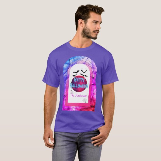Vleermuizen Paarse Roze Kleurrijke Matching Happy T-shirt (Voorkant volledig)