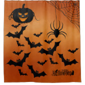 Vleermuizen Pompoen en Spider Douchegordijn (Voorkant)