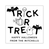 Vleermuizen Pompoen & Geest Trick or Treat Hallowe Rubberstempel (Afrduk)