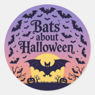 Vleermuizen rond Halloween Ronde Sticker