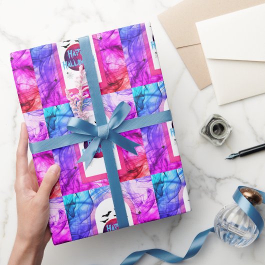 vleermuizen spooky enge Schattige roze modern happ Cadeaupapier (Geschenken)