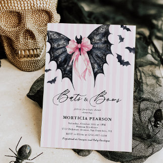Vleermuizen & Strikken Halloween Baby Shower Uitno Kaart