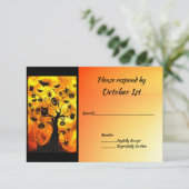 Vleermuizen & Uilen in Boom Halloween Trouwfeest Kaart (Staand voorkant)