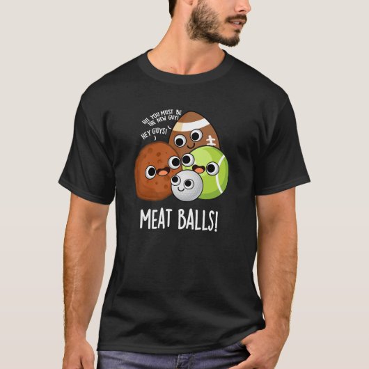 Vlees Ballen Grappig Eten Pun Donker BG T-shirt (Voorkant)