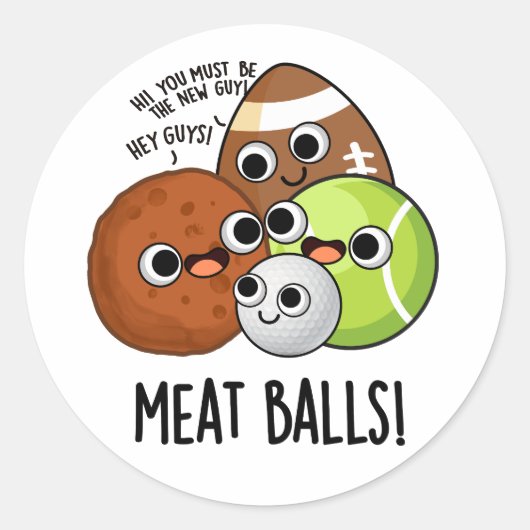 Vlees Ballen Grappig eten Pun Ronde Sticker (Voorkant)