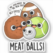 Vlees Ballen Grappig eten Pun Sticker (Voorkant)