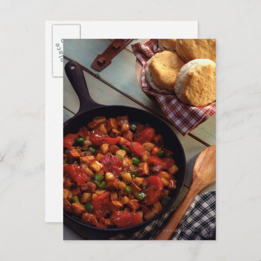 Vlees en aardappelknoeiboel met koekjes briefkaart (Voorkant / Achterkant)