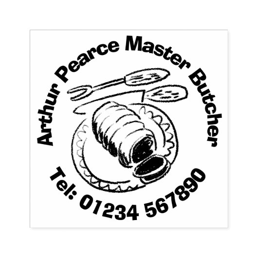 Vlees en Master Butcher Business. Rubberstempel (Afrduk)