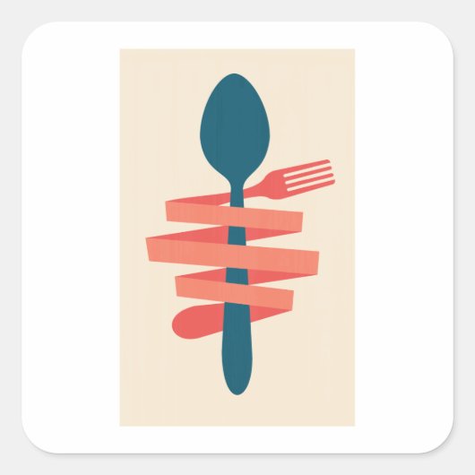 Vlees en spek vierkante sticker (Voorkant)