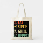 Vlees Grillen BBQ Griller Retro Eet Slaap Grill Me Tote Bag (Achterkant)