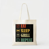 Vlees Grillen BBQ Griller Retro Eet Slaap Grill Me Tote Bag (Voorkant)