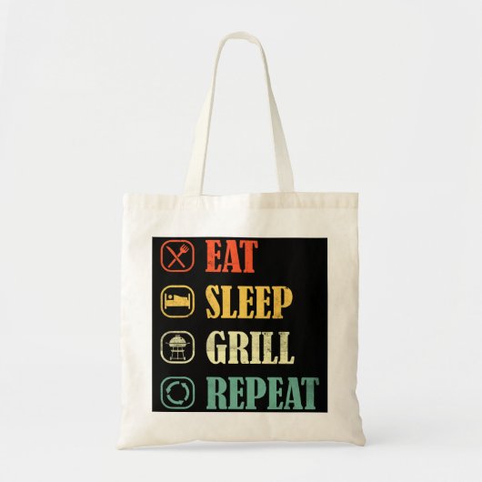Vlees Grillen BBQ Griller Retro Eet Slaap Grill Me Tote Bag (Voorkant)