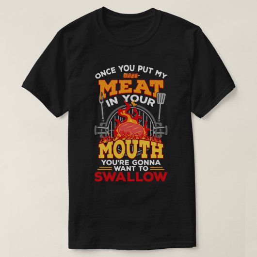 Vlees in je mond Vlees Roker Griller Funny BBQ G T-shirt (Design voorkant)