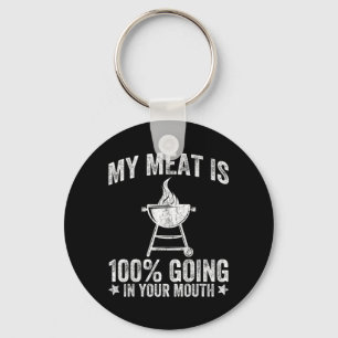 Vlees Is 100 Gaat In Mond Grappig Bbq Grillen Sleutelhanger
