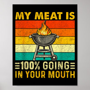 Vlees is 100 naar binnen gaan mond grappige bbq gr poster