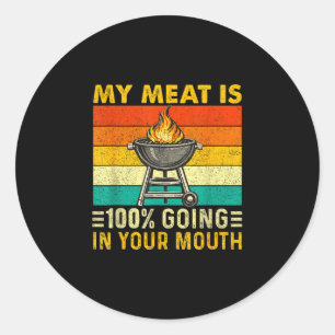 Vlees is 100 naar binnen gaande grappige bbq grill ronde sticker