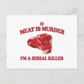 Vlees is moord briefkaart (Voorkant)