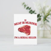 Vlees is moord briefkaart (Staand voorkant)