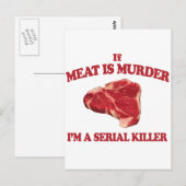 Vlees is moord briefkaart (Voorkant / Achterkant)
