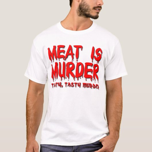 Vlees is Moord Grappige T-Shirt Humor (Voorkant)