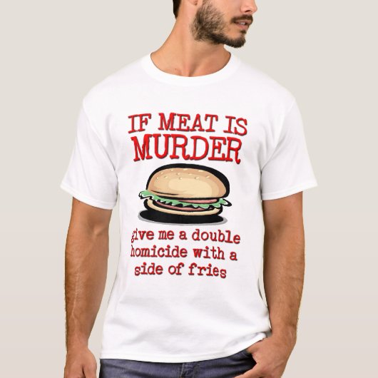 Vlees Is Moord Grappige T-shirt Humor (Voorkant)
