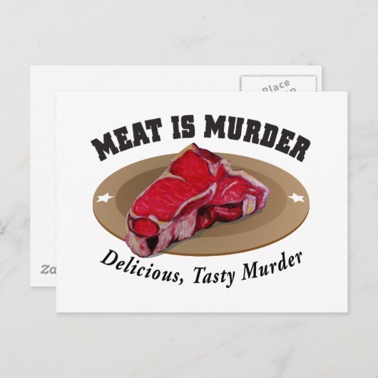 Vlees is moord - kwaadwillig, smerig moord briefkaart (Voorkant / Achterkant)