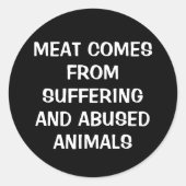 Vlees komt van lijden..., Vegan Activism Ronde Sticker (Voorkant)