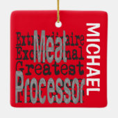 Vlees Processor Extraordinaire CUSTOM Keramisch Ornament (Achterkant)