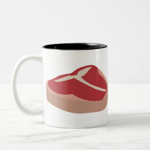 Vlees Rauwe Steak Vers eiwithoudende varkens Chop  Tweekleurige Koffiemok