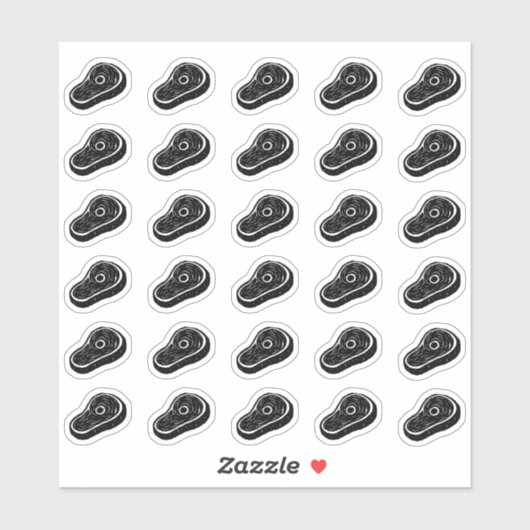 Vlees Rundvlees Bruiloft Plaatskaart Maaltijd Menu Sticker (Vel)