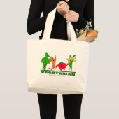 Vlees slecht, groenten goed grote tote bag (Voorkant (product))