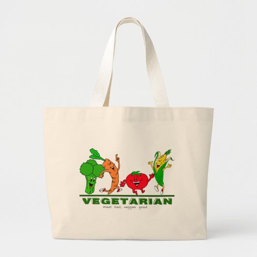 Vlees slecht, groenten goed grote tote bag (Voorkant)