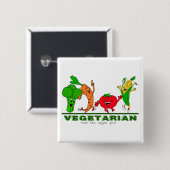 Vlees slecht, groenten goed vierkante button 5,1 cm (Voorkant /achterkant)