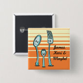 Vlees + spenen= varkensvlees vierkante button 5,1 cm (Voorkant /achterkant)