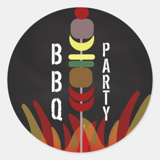 Vlees Spiesjes BBQ Kook Uit Feest Ronde Sticker (Voorkant)