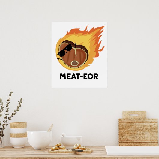 Vlees van schimmels Steak Pun Poster (Keuken)