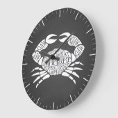 Vlees van slagerenkap snijdt klokkraan zeevis grote klok (Hoek)