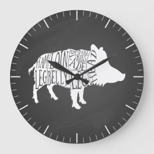 Vlees van slagerschema snijdt klokboer wild varken grote klok