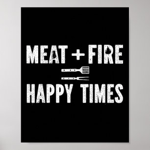 Vlees Vuur Gelukkige Tijden Grappige Bbq Grill Rok Poster