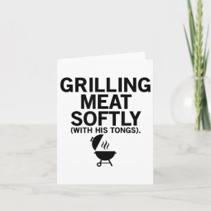 Vlees zachtjes grillen met zijn tang grappig BBQ d Kaart